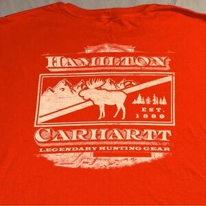 Carhartt “Hamilton” Moose T-Shirt Mens Size XL Burnt Orange Long Sleeve Outdoors